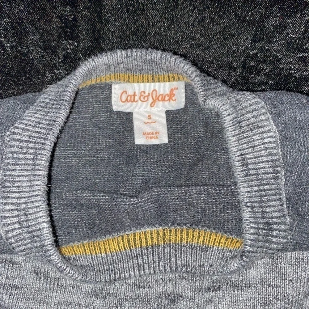 𝅺CAT Jack Girl’s Two Tone Gray Long Crewneck Sleeve Sweater